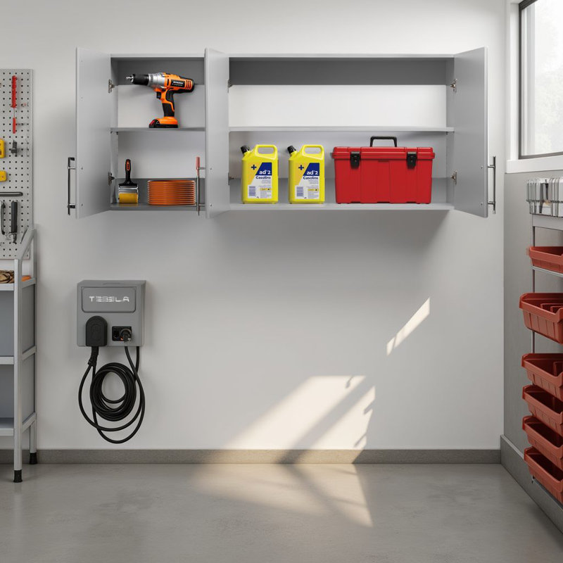 Watse 54" Wall Garage Cabinet, Storage Cabinet, Bathroom Cabinet, Kitchen Pantry Cabinet with 2 Adjustable Shelves, 12" D x 54" W x 24" H, Grey