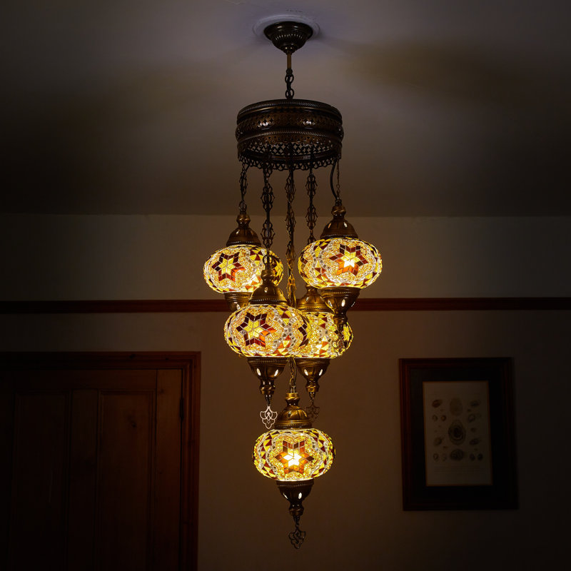 Karlie 5 - Light Bronze Cluster Pendant, Brown/Amber