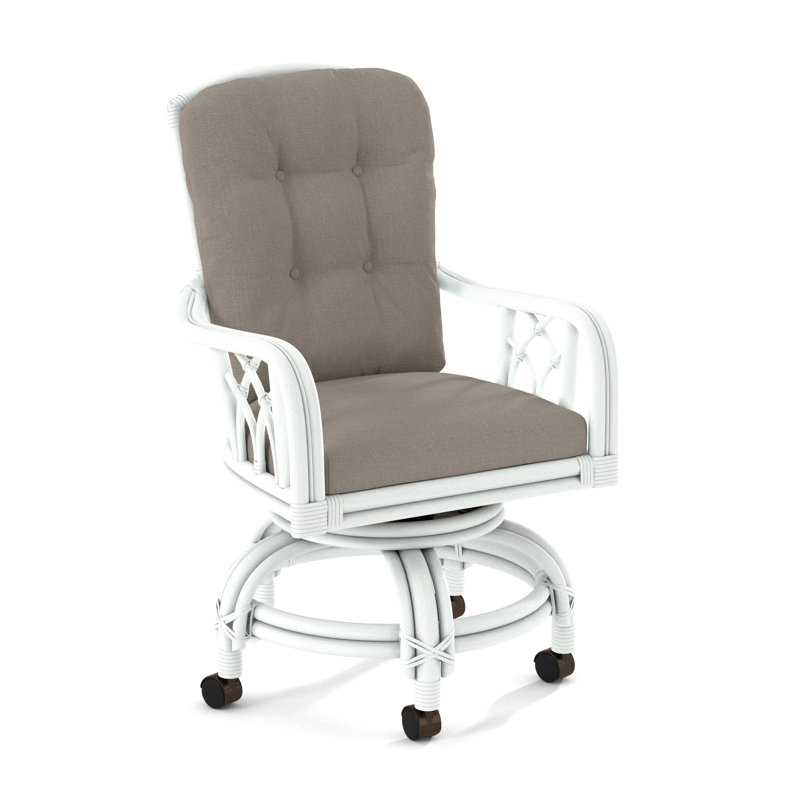 Edgewater Castered Arm Chair, Frost White, Stone Crypton Performance; 0884-83