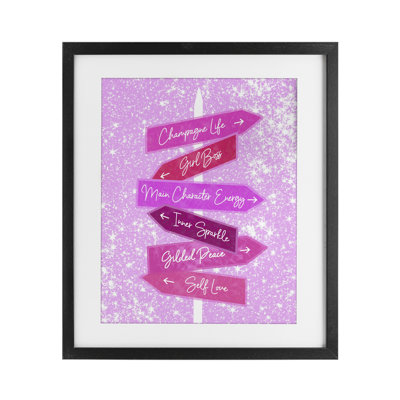 Confident Glam Sign Posts Framed Print Under Glass, design by Ziwei Li