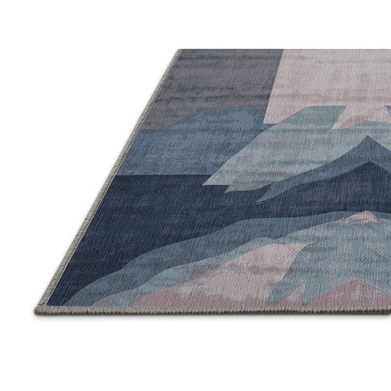 Machine Washable Gray Area Rug, Rectangle 5' x 8'