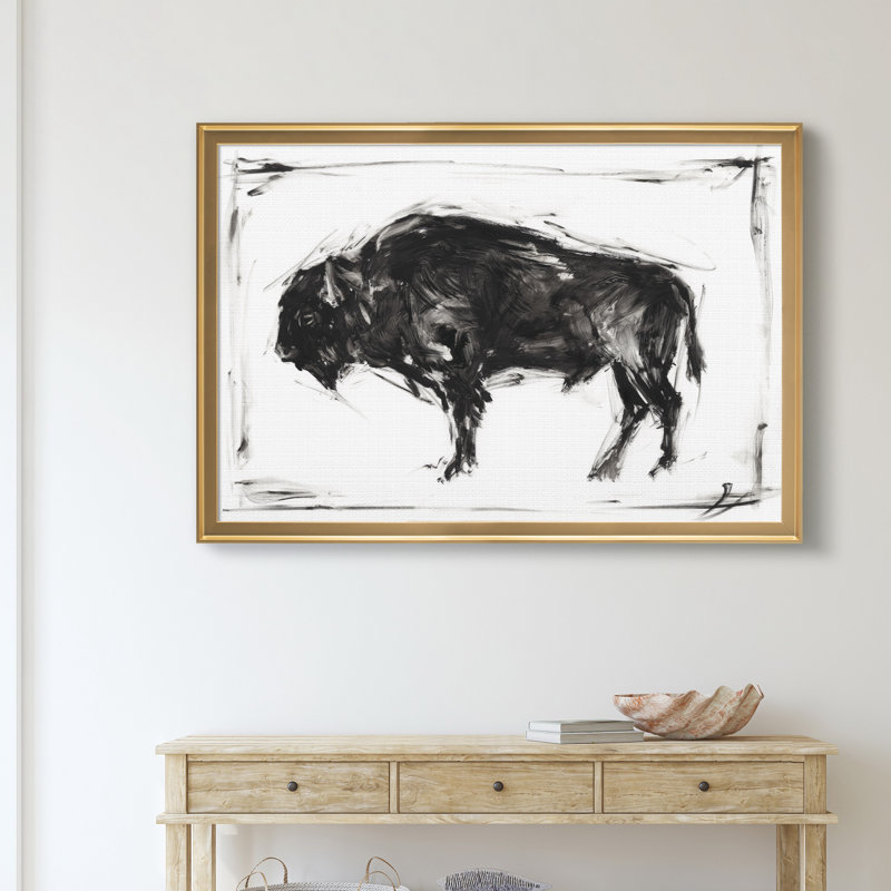 «Dynamic Bison II», reproduction d'art sur toile encadrée, Doré, H 26,5 po x l 36,5 po x P 1,5 po