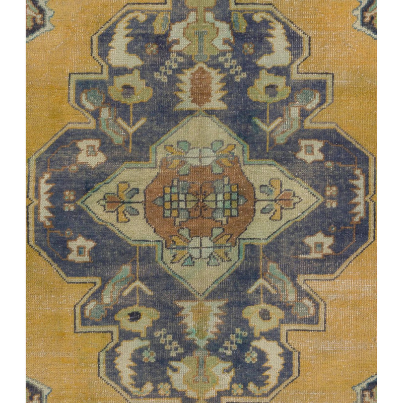 Tapis Oushak rétro fait à la main, revêtement de sol traditionnel