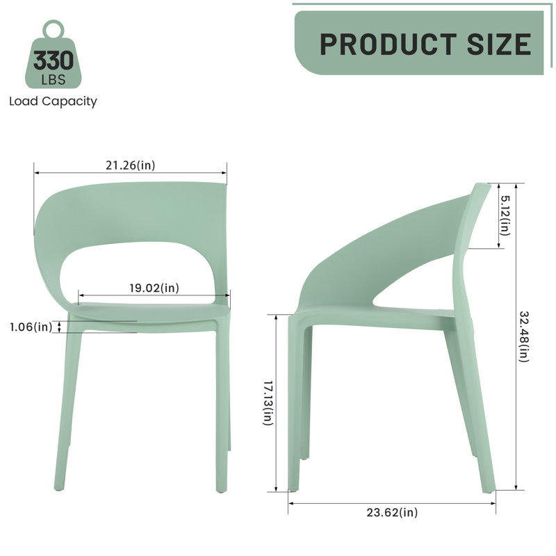 Ensemble de 4 chaises d'appoint modernes PP, Vert