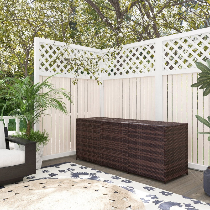 Boîte de rangement en osier PE avec doublure intérieure PE - Boîte de rangement pneumatique, Brun