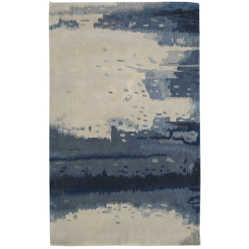 Wool Abstract Area Rug, Rectangle 3' x 5'