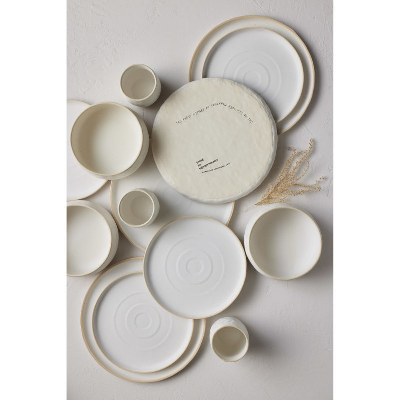 Service de table 16 pièces Shosai Stone by Mercer Project, Blanc moucheté