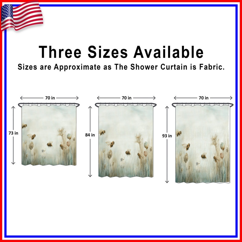 Rideaux de douche Bees In Meadow, L 70 po x H 84 po