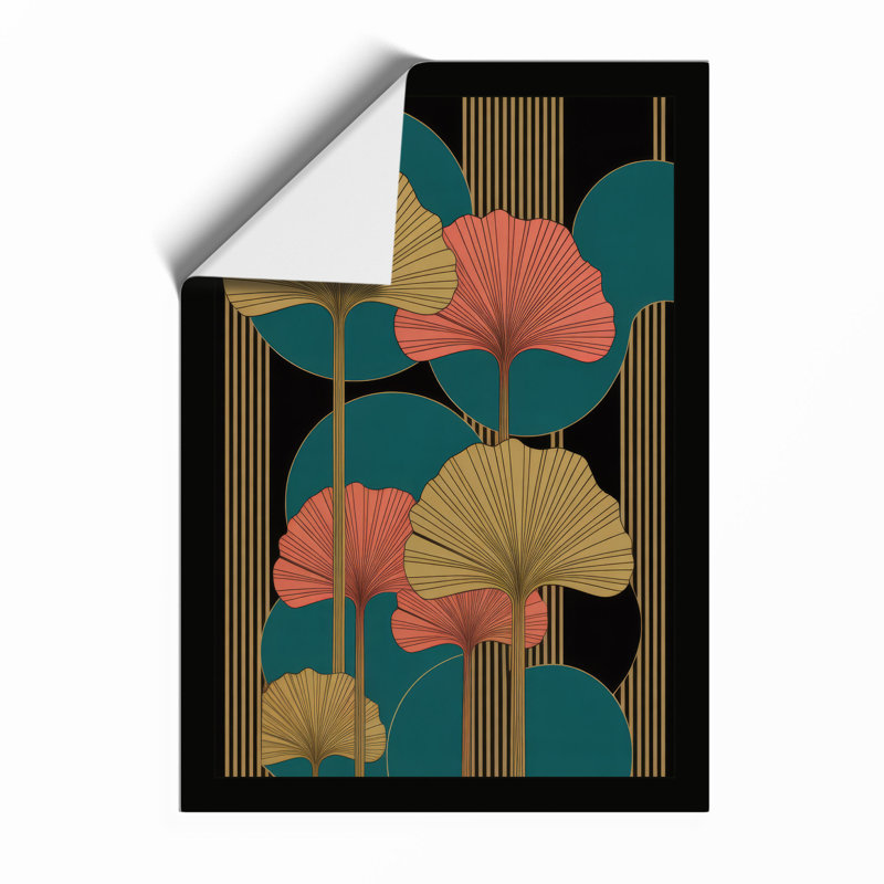 Lotus in Stripes Art Deco - Framed Print, Unframed, A1 - 84.1 x 59.4 cm