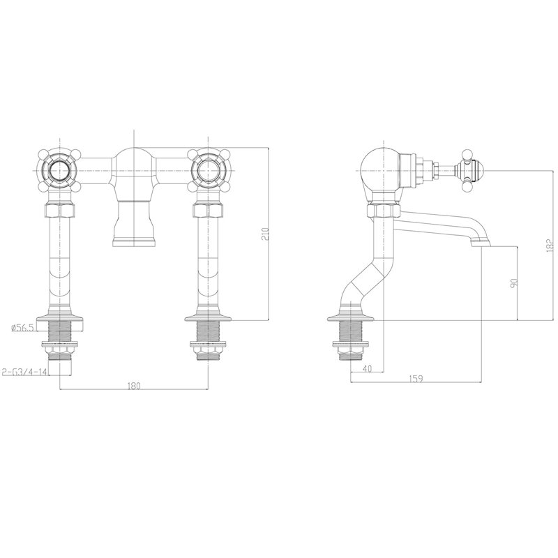 Gretel Deck Bath Shower Mixer Bath Filler