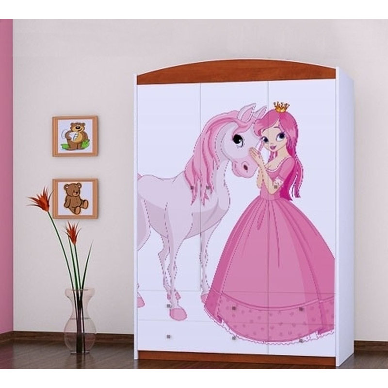 Javonte 3 Door Wardrobe, Red