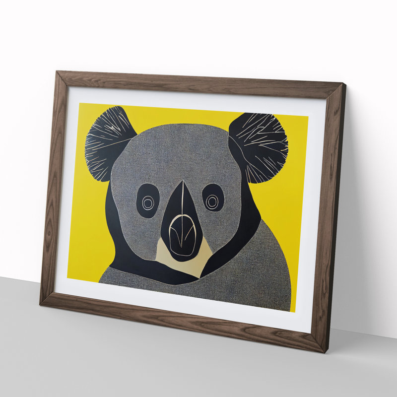 An Abstract Koala Bear - Framed Print, 25cm H x 34cm W x 2cm D, Walnut