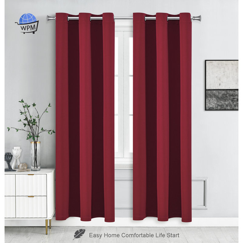 Blackout Drapes Curtains / Drapes Pair, 42" W x 84" L, Burgundy 
