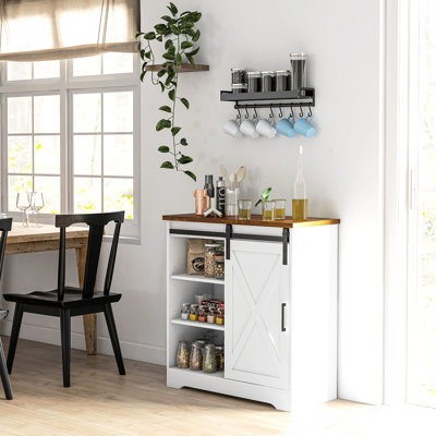 Buffet 33 po blanc avec buffet réglable avec tablette réglable et porte coulissante