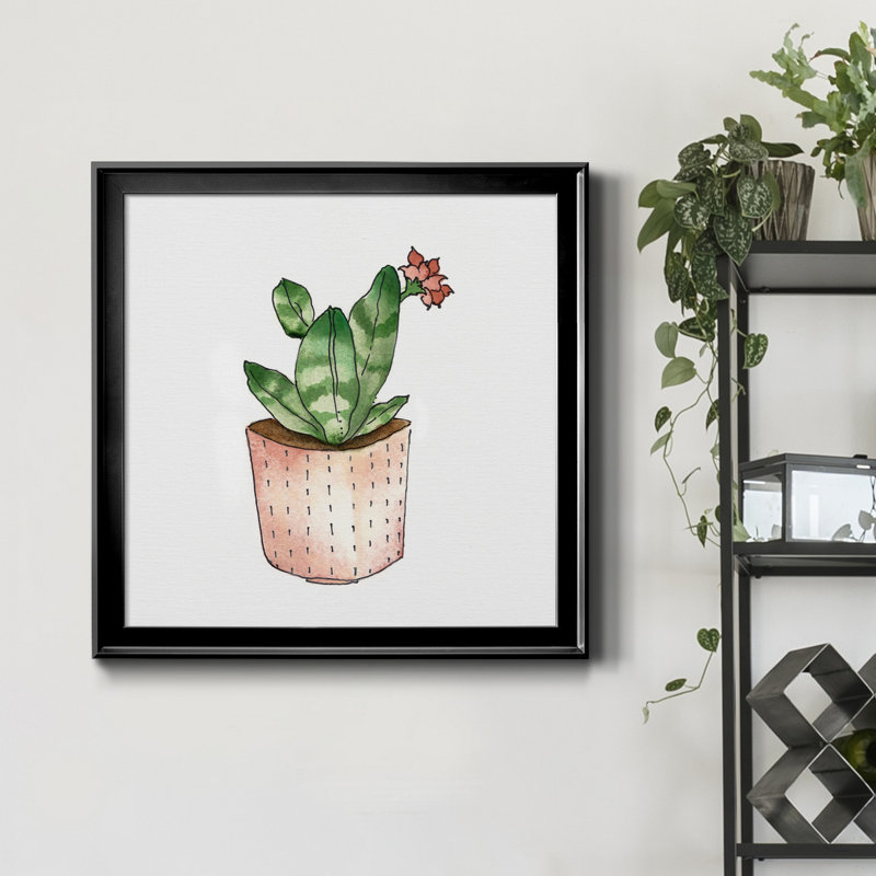 Boho Greenery IV - peinture sur toile encadrée, H 34,5 po x l 34,5 po x P 1,5 po, Toile avec cadre noir