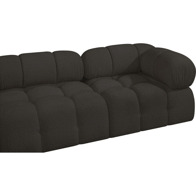 Ames Upholstered Sofa, Brown Boucle Fabric, 5 Armless, 2 Corner