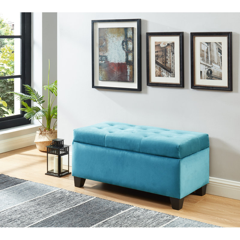 Carmelita Velvet Ottoman, Blue