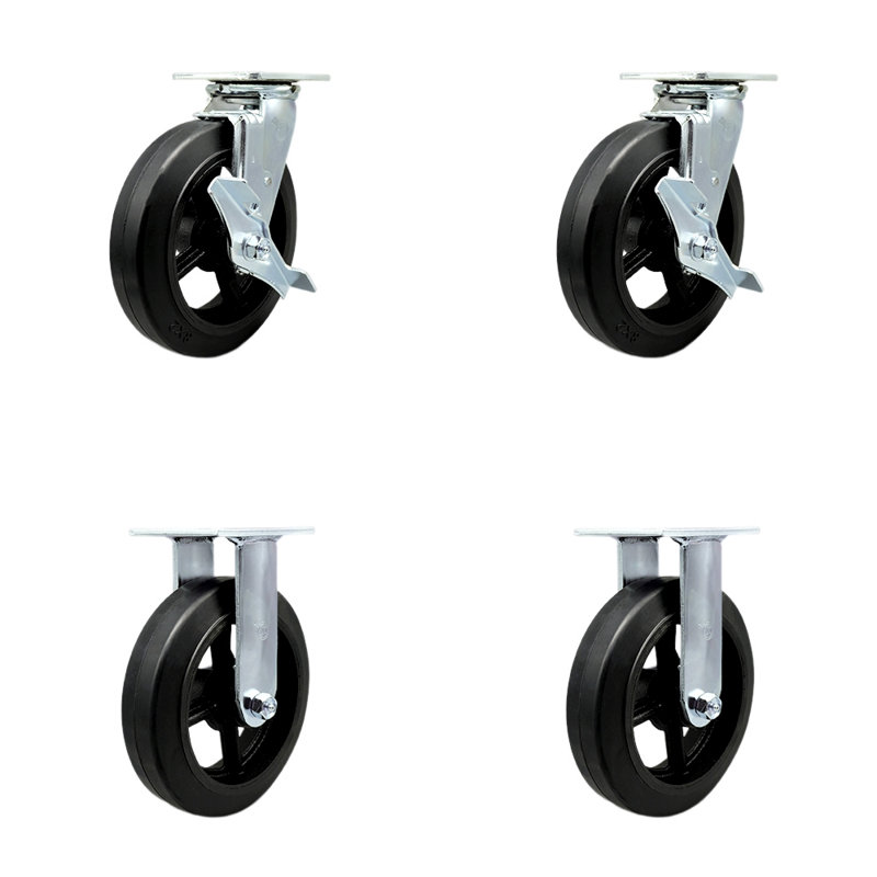 4 Piece Rubber on Steel Caster Set