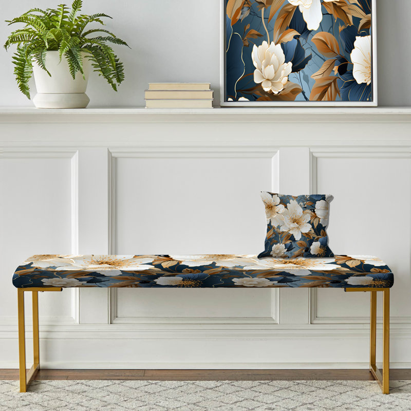 Banc floral rembourré or, Collage contemporain contemporain avec élégance