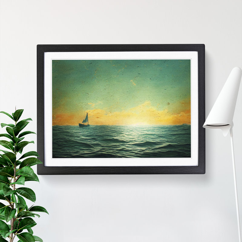 Gentle Sailing Boat - Single Picture Frame Print, Black Framed, 34cm H x 46cm W x 2cm D