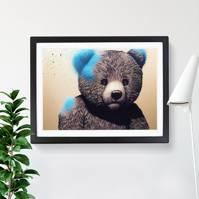 Interesting Teddy Bear - Framed Print, Black, 34cm H x 46cm W x 2cm D