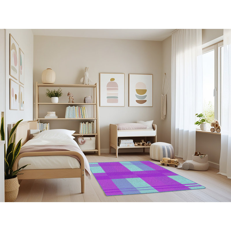 Tapis mauve à motif géométrique Kingsdown, Rectangle 4 pi x 6 pi