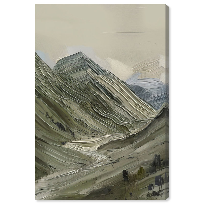 Earthy Green and Beige Abstract Canvas Wall Art, 15" x 10"