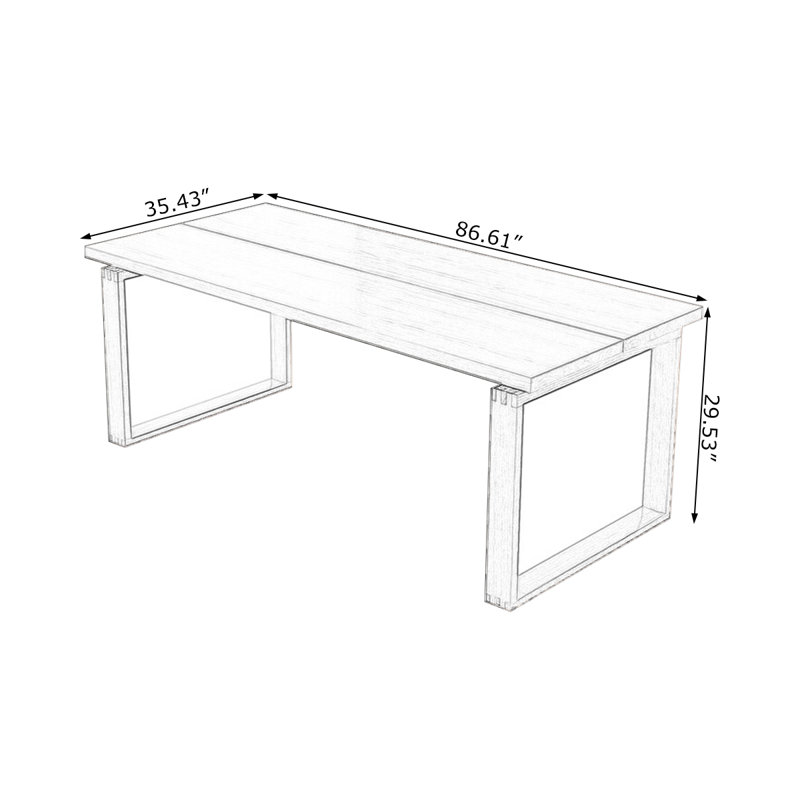 Walnut Rectangular Solid Wood Desk, 29.53" H x 86.61" W x 23.62" D