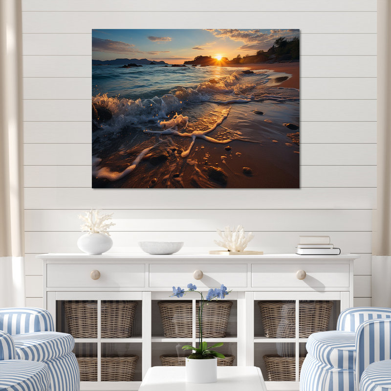 Beach Photo Sunset Serenade V - reproduction, Toile tendue, H 16 po x l 32 po