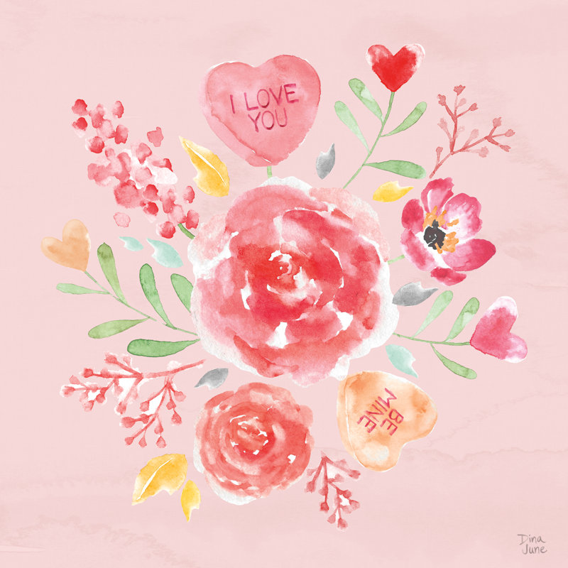 «Love Always IV Pink» par Dina June - reproduction d'art sur toile tendue, H 12 po x l 12 po, Toile tendue, Non