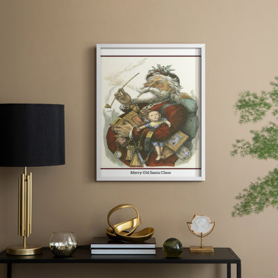 Merry Santa Framed Print - Solid Wood