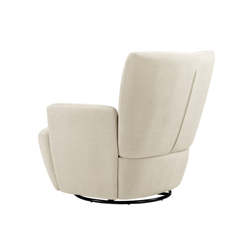 Modern Upholstered 360° Swivel Barrel Accent Armchair, Off White