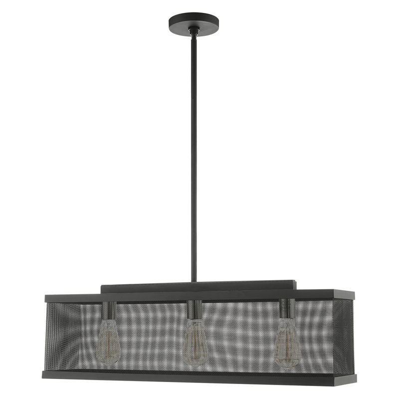 3 - Light Kitchen Island Pendant, Black