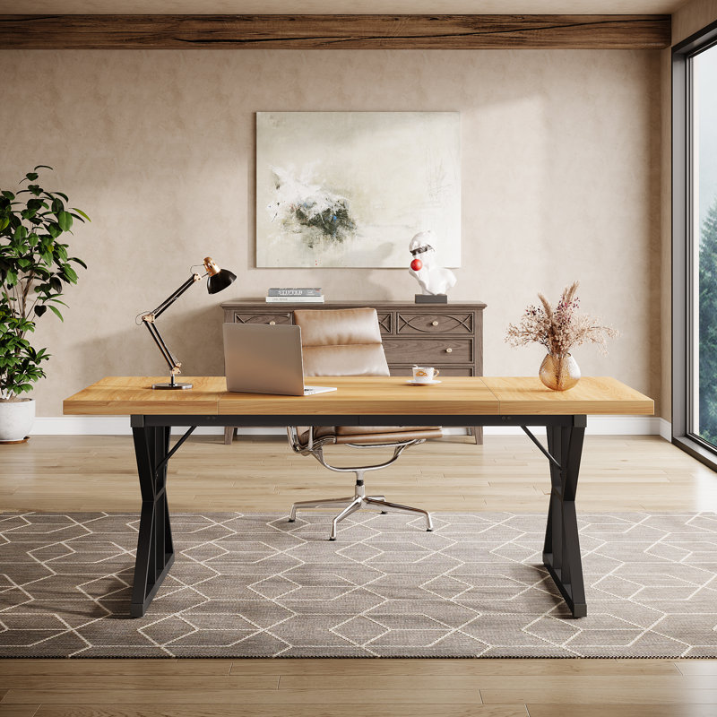 Bureau Crooke, Naturel/noir, H 29,52 po x l 70,87 po x P 31,49 po