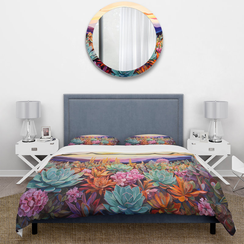 Colorful Succulent Desert Charm - Ensemble de housse de couette Succulent, Housse de couette très grand et 2 très grandes t
