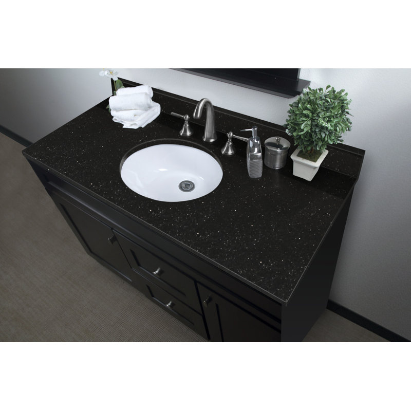 Plateau de meuble-lavabo simple 49 po avec lavabo, Noir galaxie, Centres de 8 po