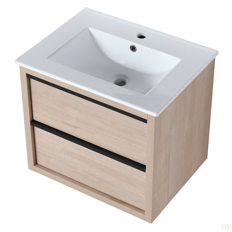 Meuble-lavabo 24 po avec 2 tiroirs à fermeture douce, lavabo en céramique