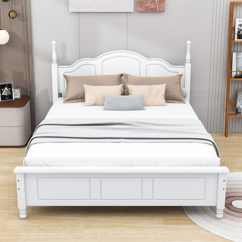 Brochan Wood Platform Bed with Headboard, Queen, White