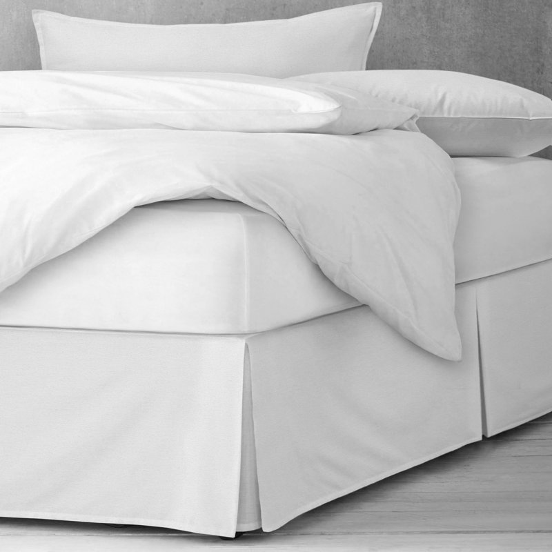 Velvetina Cotton Bed Skirt, 18", White, Queen