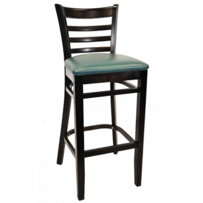 29" Solid Beechwood Bar Stool, Green, Black