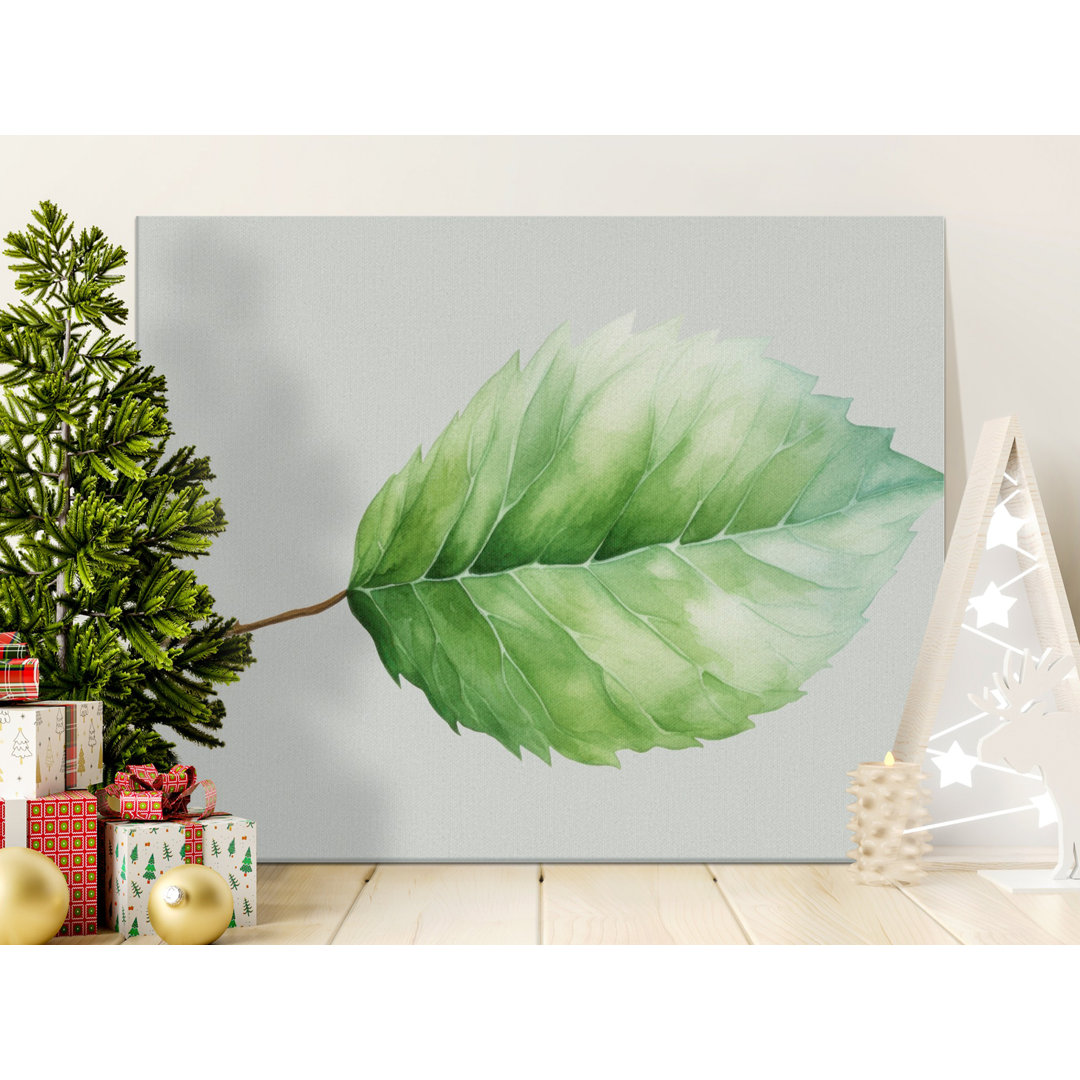 Watercolor Green Leaf Canvas Wall Art, Botanical Nature Print for Home Decor, Minimalist Organic Plant Art, Housewarming Gift for Her