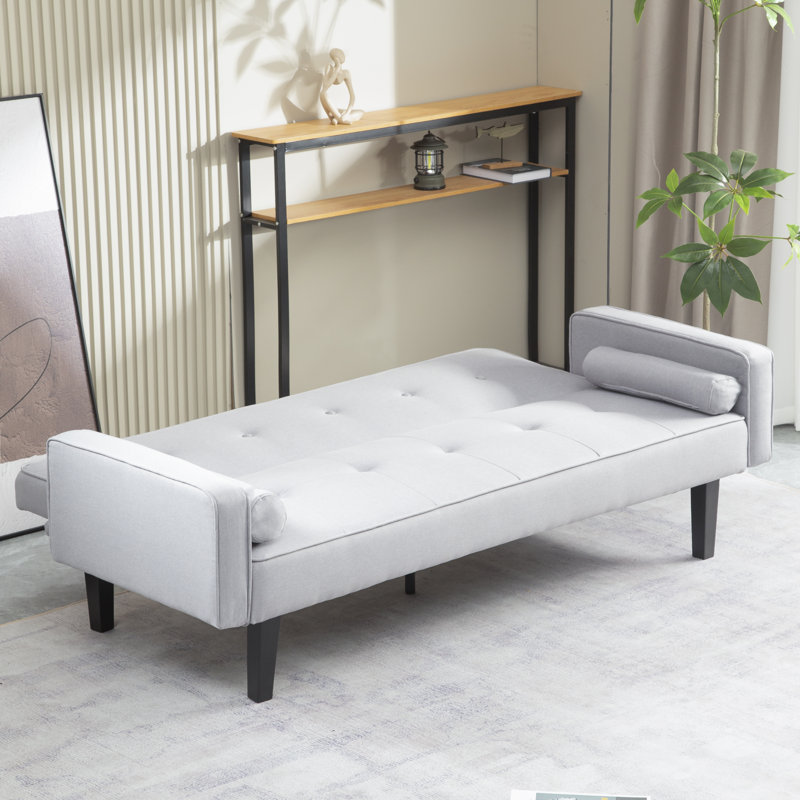 Console en bois massif 71,65 po Trayon, Velours gris clair