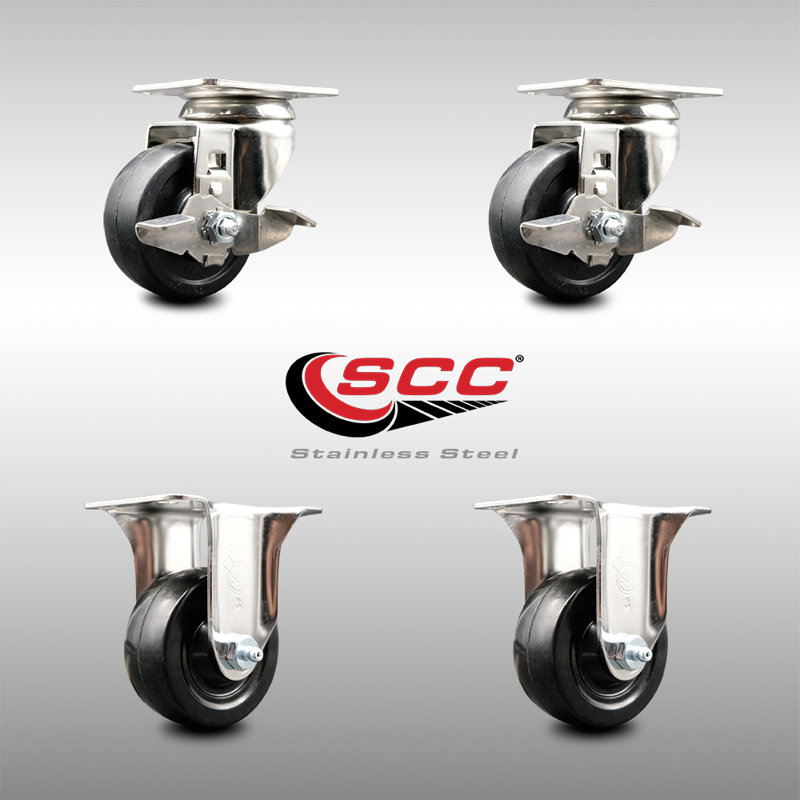 4 Piece Hard Rubber Swivel Caster Set