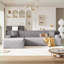 Canapé modulaire moderne en L 2 pièces pour salon, chambre à coucher | Gris clair | Polyester-437356865