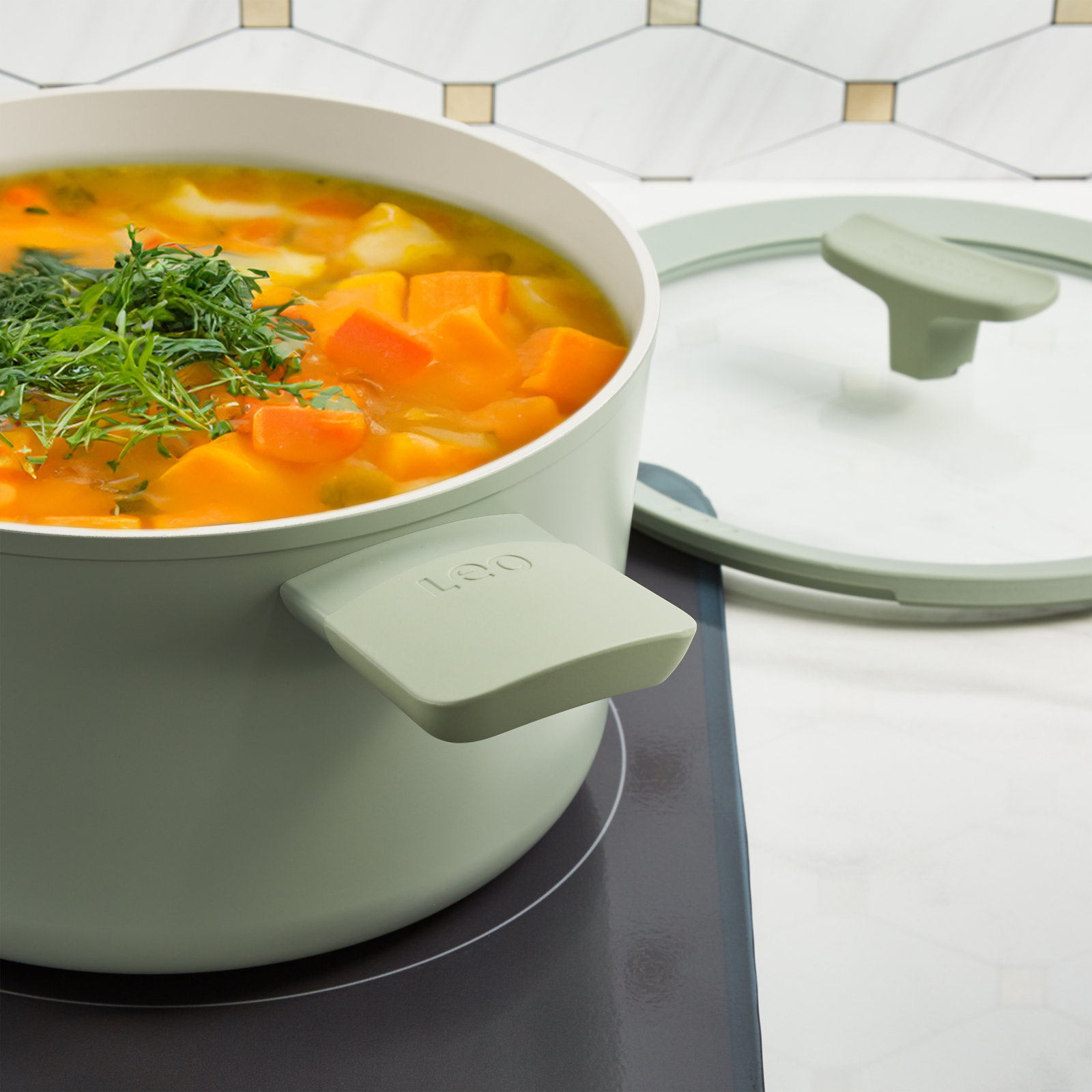 BergHOFF Balance Non-stick Ceramic Stockpot, 5.8 qt., Green