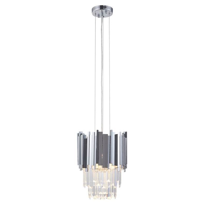 Luminaire suspendu en cristal 4 lumières Transitional, Chrome