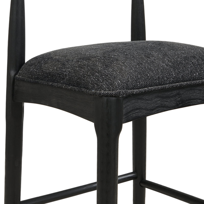 Bar Stool In Black Fabric (Set Of 2)
