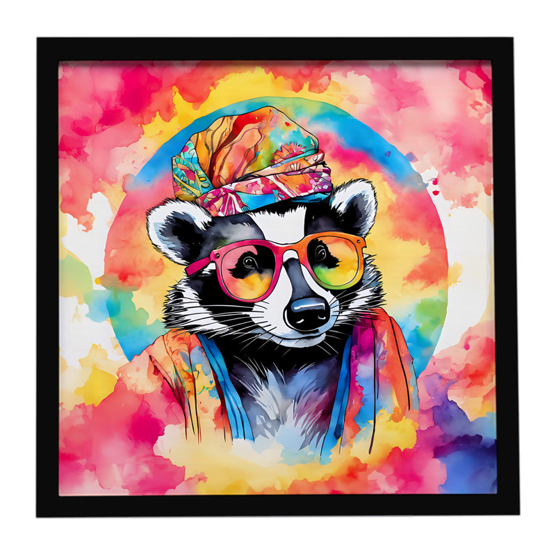 Hippie Animal Badger Framed Metal Print