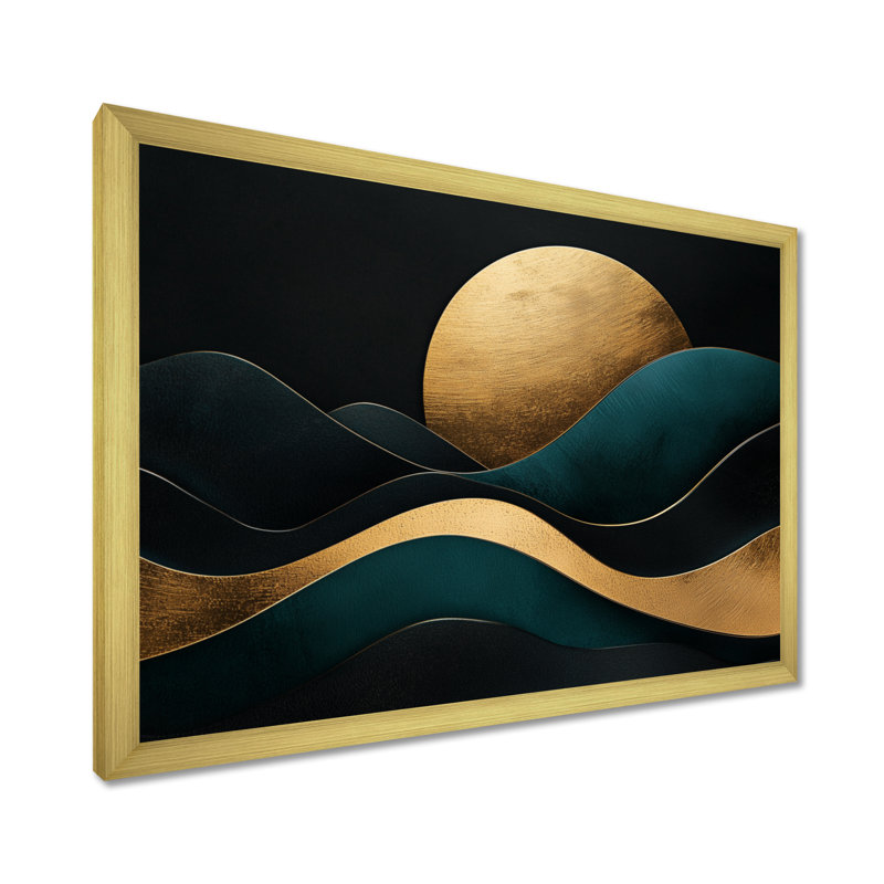 Soft Marble Coastal Balance III - Abstract Marble Large Wall Art, Single Picture Framed Print, 34" H x 44" W, Gold