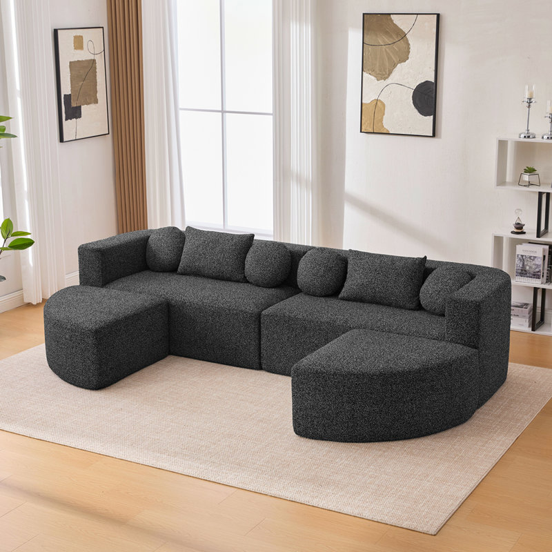 Canapé modulaire Boneless Couch, Bouclé noir